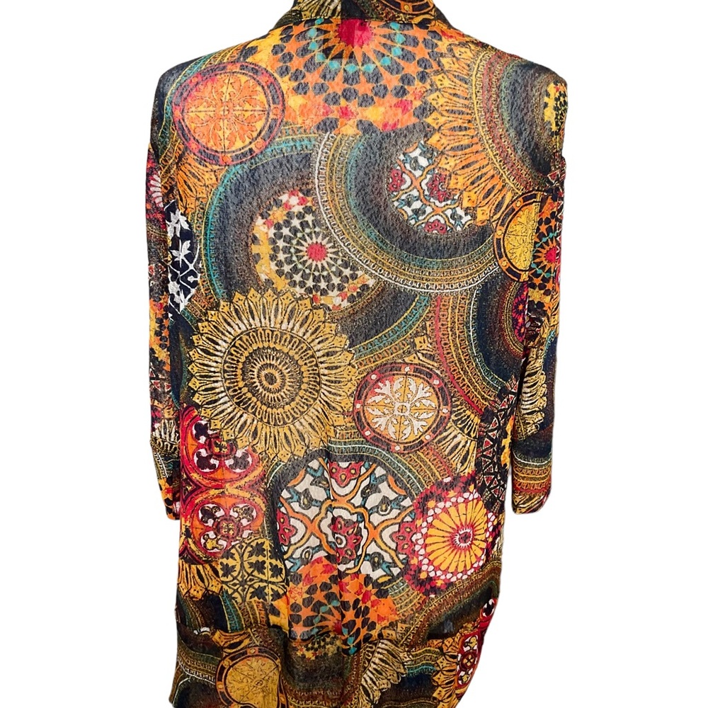 Multiples Boho Print Sheer Waterfall Front Open C… - image 6